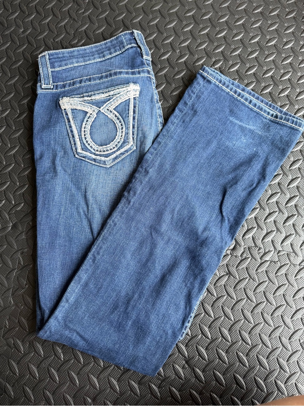 Big Star Women's Dark Blue Boot Cut Jeans with White Contrast Pocket Stitching